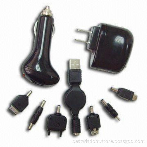 Mobile Phone USB Charger Kit with 5V DC Output Voltage and Single or Dual-color Operating Indicator